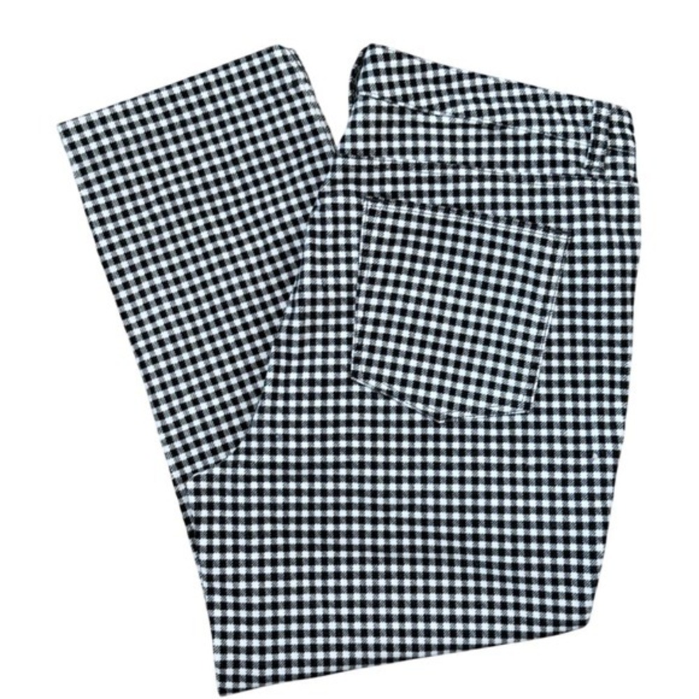 T1 Talbots HighWaist‎ Pants Black White Velour Gingham Houndstooth 14P
